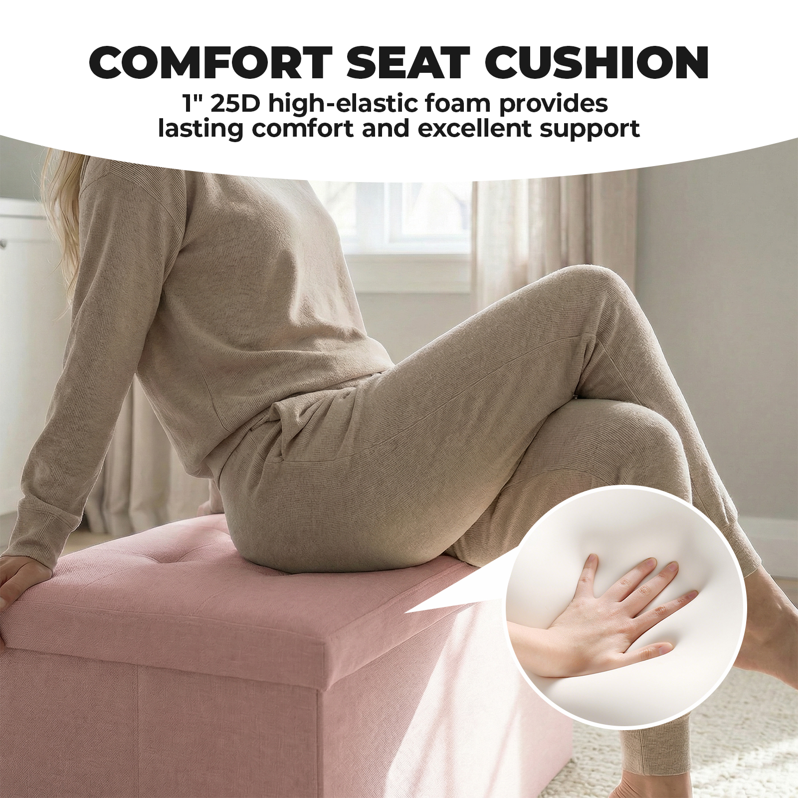 Alvantor Foldable Storage Ottoman Bench, Pink, 42 Gallon Capacity photo 5