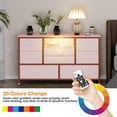 thumbnail image 6 of Garvee 8-Drawer TV Stand with LED Light for 55" TV, Dresser Chest of Drawers for Bedroom Living Room，Wood Top & Fabric Drawer Storage Organizer with Power Outlet for Entryway, Pink, 6 of 9