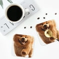 thumbnail image 4 of Zufioo Happy Fluffy Running Dog Print Leather Coaster Set, Decorative PVC Coasters 4-pack - Scald and Stain-resistant, Suitable for Home, Cafes, Restaurants-Square, 4 of 6