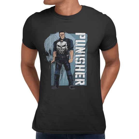 Marvel Spider-Man Brand New Day Men's Punisher Vertical Text T-Shirt (Black, S-XXXL)
