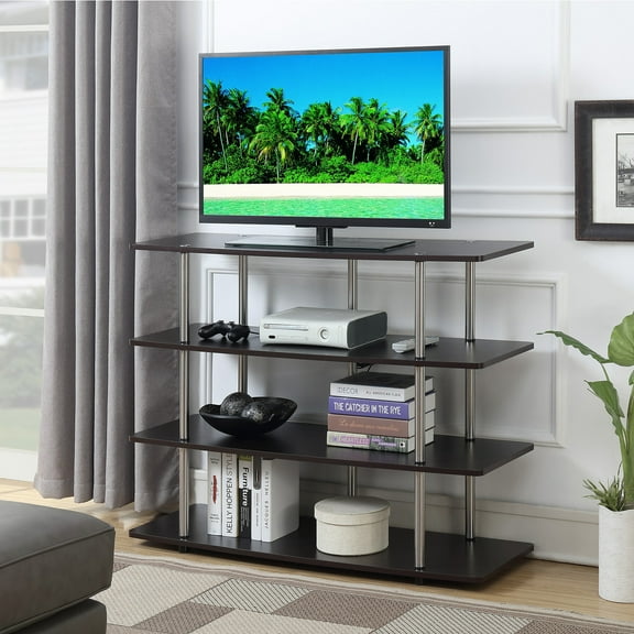 Modern 4 Tier TV Stand - Entertainment Center with Storage Shelves
