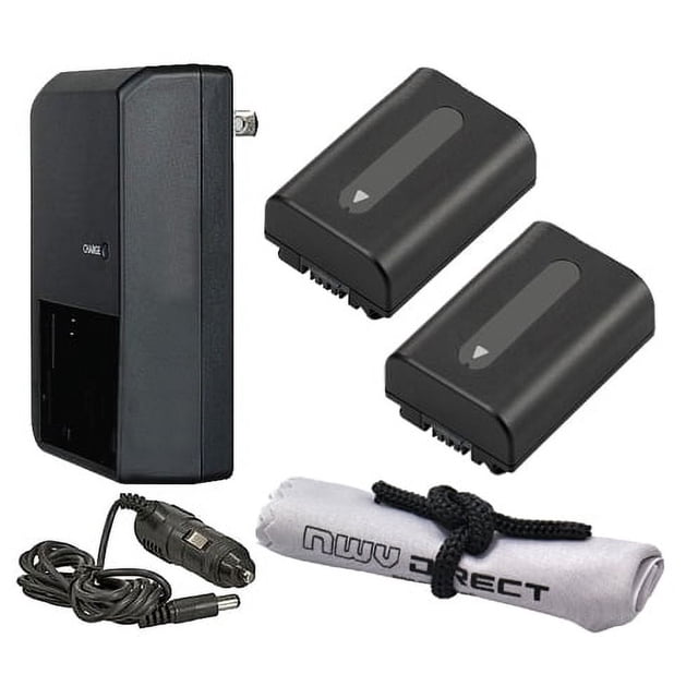 Sony Alpha DSLR-A380 'Intelligent' Batteries (2 Units) + AC/DC Travel Charger + Nwv Direct Microfiber Cleaning Cloth.