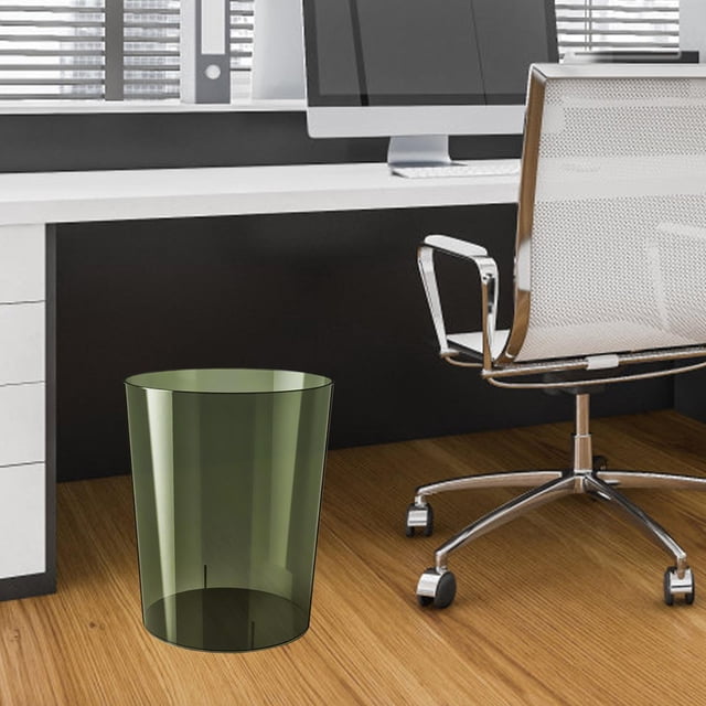 Papelera, cesto de basura, contenedor de basura redondo minimalista, cubo de basura transparente para dormitorio, oficina, baño Verde m