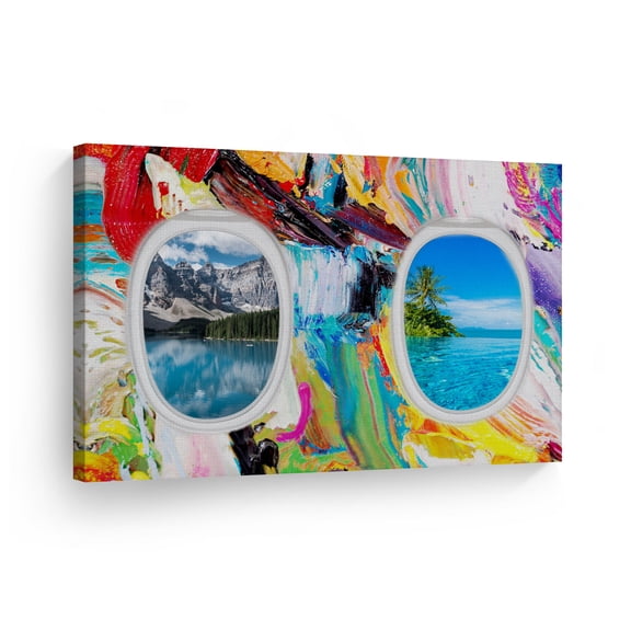 Smile Art Design Nature View Window Oil Painting Motivational Canvas Wall Art Inspirational Wall Art Entrepreneur Quote Canvas Print Modern Office Living Room Decor Artwork Gift Ready to Hang 8x12