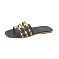 thumbnail image 2 of Willtoo Women's Wide Width Flat Slides Sandals Cut Out Dressy PU Leather Slip on Flats Trendy Summer Casual Shoes, 2 of 6