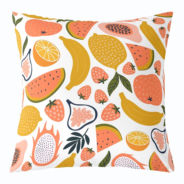 Erosebridal Tropical Fruits Pillow Cases, Banana Watermelon Strawberry Cushion Covers 16x16