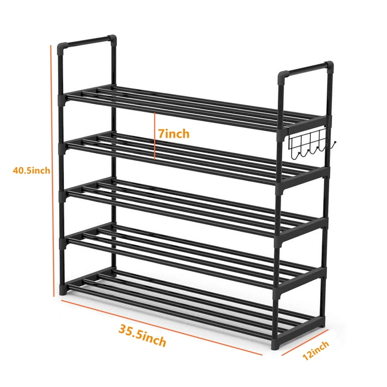 SUFAUY 5-Tier Shoe Rack, Stackable Shoe Shelf Storage Organizer for  Entryway Closet, Extra Large Capacity, Wire Grid, White