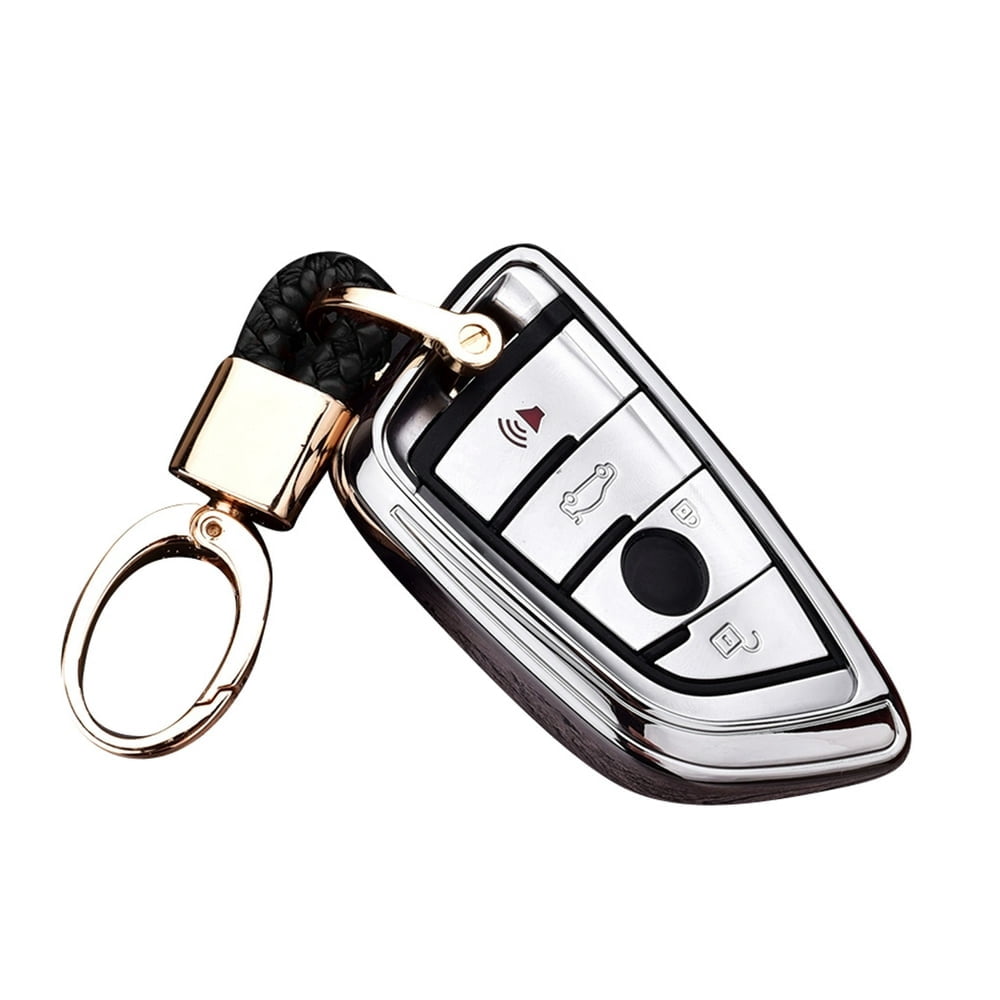 CNKOO Mirror Soft TPU Car Key Case Replacement for BMW 525/530li/X3/X1/X5/X6 and Braided Rope Key Chain Auto Styling