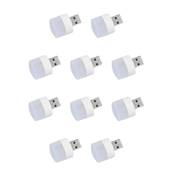 Sidaley Lámpara de enchufe USB Dispositivo de iluminación Lámparas de libros de computadora Luz de noche Artesanía Luz de lectura para dormir Luz Luz blanca 10piezas