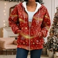 thumbnail image 4 of idosla Women's Christmas Zip Up Hoodies Boho Long Sleeve Printed Drawstring Oversized Hooded Sweatshirt with Pockets (Watermelon Red, XXL), 4 of 7