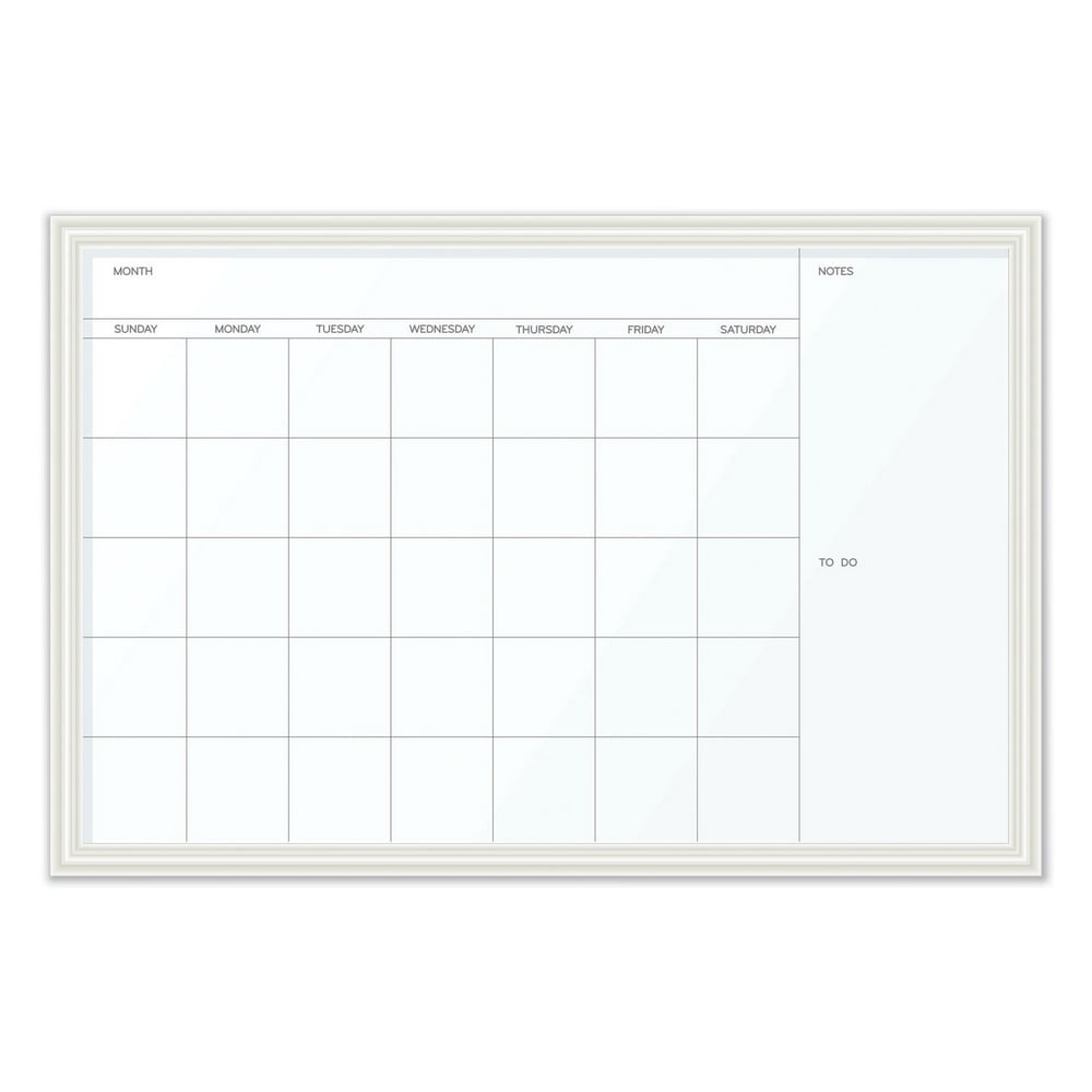 U BRANDS Dry Erase Calendar with Decor Frame, 30" x 20", White