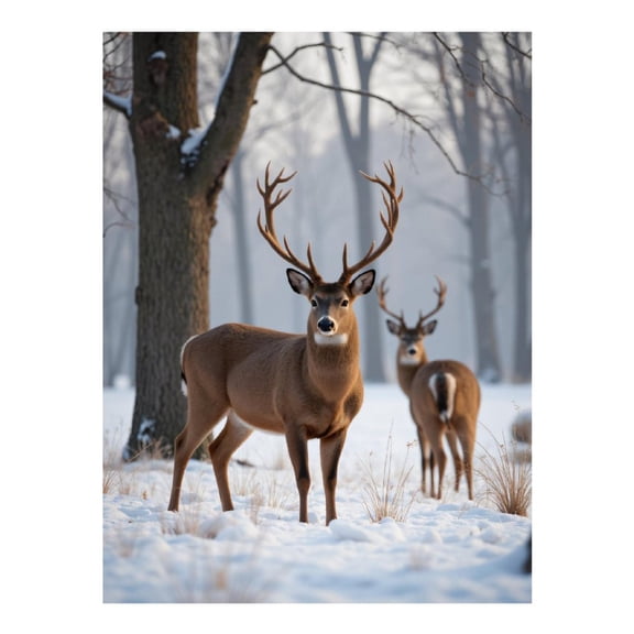 Diamond Art Kits for Adults, Misty Winter Deer In Snowy Forest 5D Diamond Painting Kits for Adults Beginners, DIY Full Drill Diamond Painting, Gem Art and Crafts 12x16