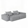 thumbnail image 2 of Modern Minimalist Chenille Fabric Sectional Sofa 113cm with 2 Chaise Lounge and 2 Armrests, 2 of 21