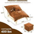thumbnail image 3 of Oversized Chaise Lounge Chair Indoor, Linen-Cotton Sleeper Sofa Bed with Throw Pillows with Footrest Set,Modern Comfy Couches Chairs for Living Room,Bedroom (Brown), 3 of 8