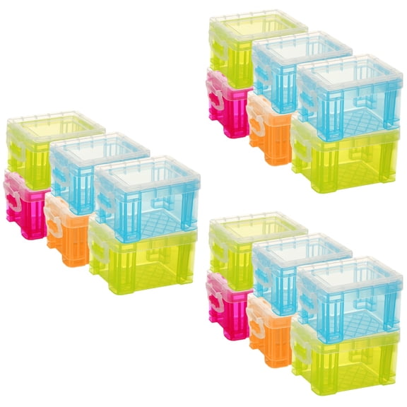 MLINS 18 Pcs  Small Plastic Storage Box with Lid Small Storage Bin Box Sundries Storage Box