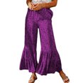 thumbnail image 1 of Pantalones acampanados con estampado de leopardo Pantalones vintage de moda transpirables y suaves para la piel para mujer para fiesta uso diario Púrpura M, 1 of 7