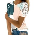 thumbnail image 1 of Mujeres Causal Mangas Cortas Cómodo Encaje Cuello Redondo Estampado Blusa Pullover Tops Camisa OAVQHLG3B Store lin121212, 1 of 5