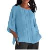 thumbnail image 7 of Gamivast Linen Womens Linen Shirts Loose Fit 3/4 Sleeve Tops Boat Neck Boho Tops Solid Casual Tops Summer Beach Vacation Wear Comfy Outfits, 7 of 7