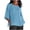 Blue., variant on Women's Linen T-Shirts,Casual Summer Blouse,Drop Shoulder Crew Neck Solid Linen 3/4 Sleeve Breathable Top