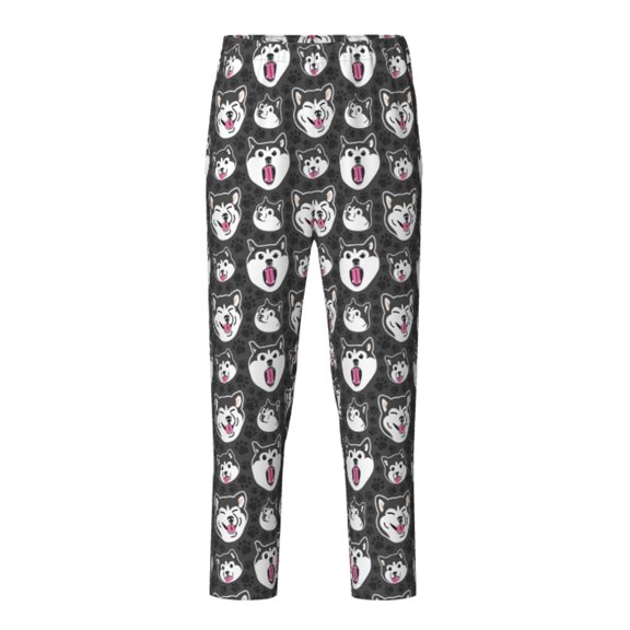 Xecao HUSKY Face Print Teenagers' Pajama Pants Long Sleep Pants Soft Elastic Waist Pajama Bottoms Elastic waist with 2 Pockets 5-16 Years-XS(5-6)