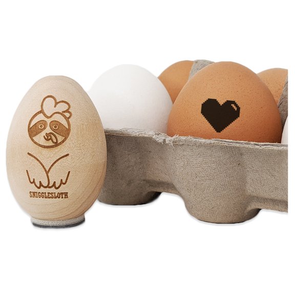 Pixel Digital Filled Heart Gaming Life Egg Chicken Rubber Stamp - Mini 1/2 Inch