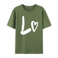 thumbnail image 5 of Green Womens Tee Shirt Tops, Short Sleeve Plus Size Blouses for Women, Valentine's Day Polyester Juniors Tops, Men And Women With Valentine's Day Love Printed Couple T Shirt Top, 5 of 6