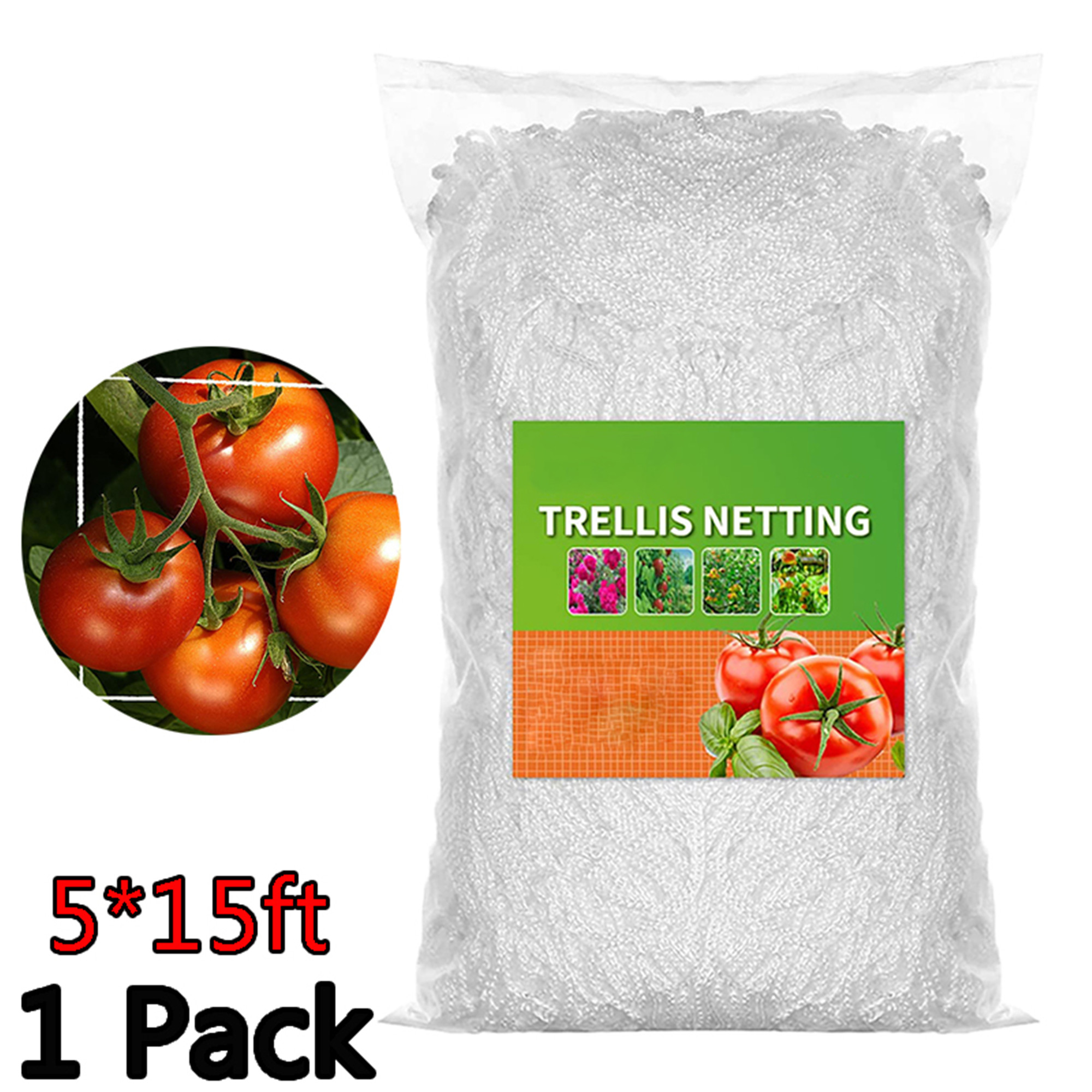 5 X 15FT Plant Trellis Netting, HeavyDuty Plastic Grow Net, Garden