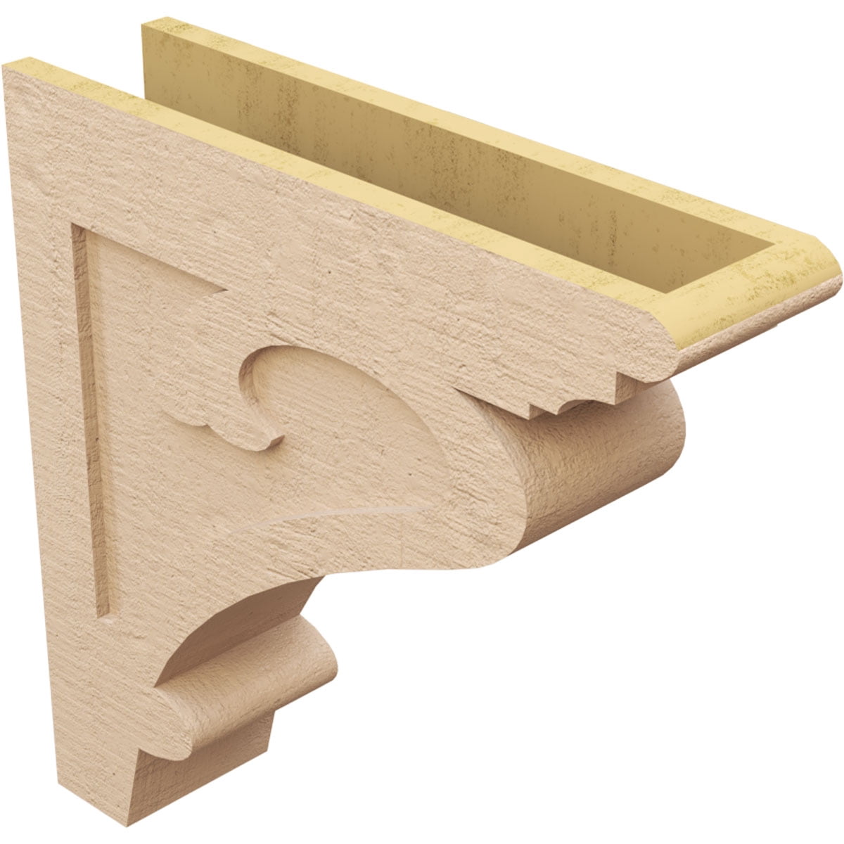 6"W x 24"D x 24"H Thin Mayflower Rough Cedar Woodgrain TimberThane Corbel, Primed Tan