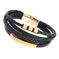 thumbnail image 3 of Pulsera para hombres y mujeres, pulsera envolvente de cuero sintético para hombres, mujeres, adolescentes, niños y niñas, cierre de acero inoxidable, Hebilla de oro, 3 of 8