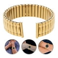thumbnail image 4 of Zoyueyie Stretch Stainless Steel Watch Band, Delicate Elastic Watch Strap, Flexible Expansion Replacement Strap, Comfortable Watch Band for Men Daily Watch Wearing Golden ( 18MM ), 4 of 10