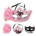 thumbnail image 3 of Unique Bargains 1 Pc Floral Sequins Half Face Party Mask for Masquerade Party Pink, 3 of 3