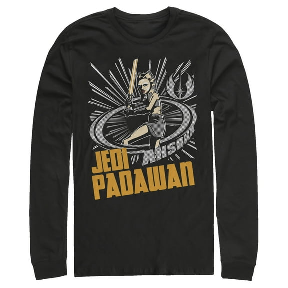 Men's Star Wars: The Clone Wars Jedi Padawan Ahsoka Portrait  Long Sleeve Shirt Black 2X Large