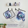 thumbnail image 5 of 5 Pcs Kitchen Set Heat Resistant Oven Mitts and Non-Slip Pot Holders with Adjustable Cooking Apron Watercolor Eye with Butterfly, 5 of 6