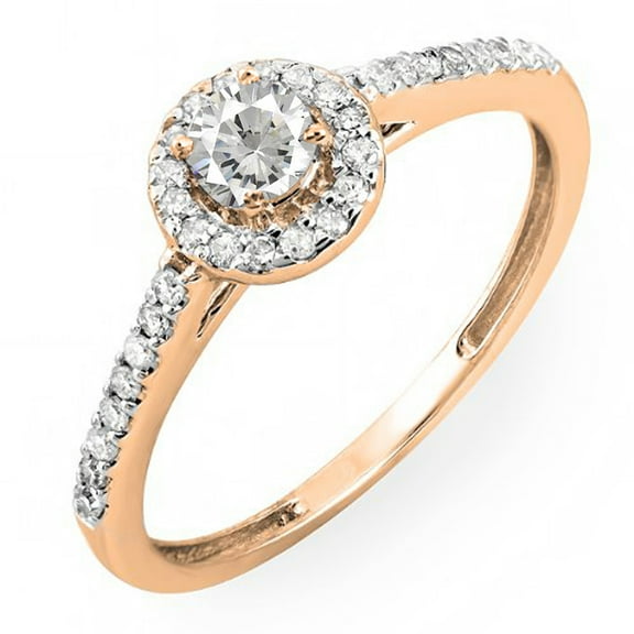 0.40 Carat (ctw) 14K Gold Round Cut Diamond Ladies Engagement Bridal Halo Ring