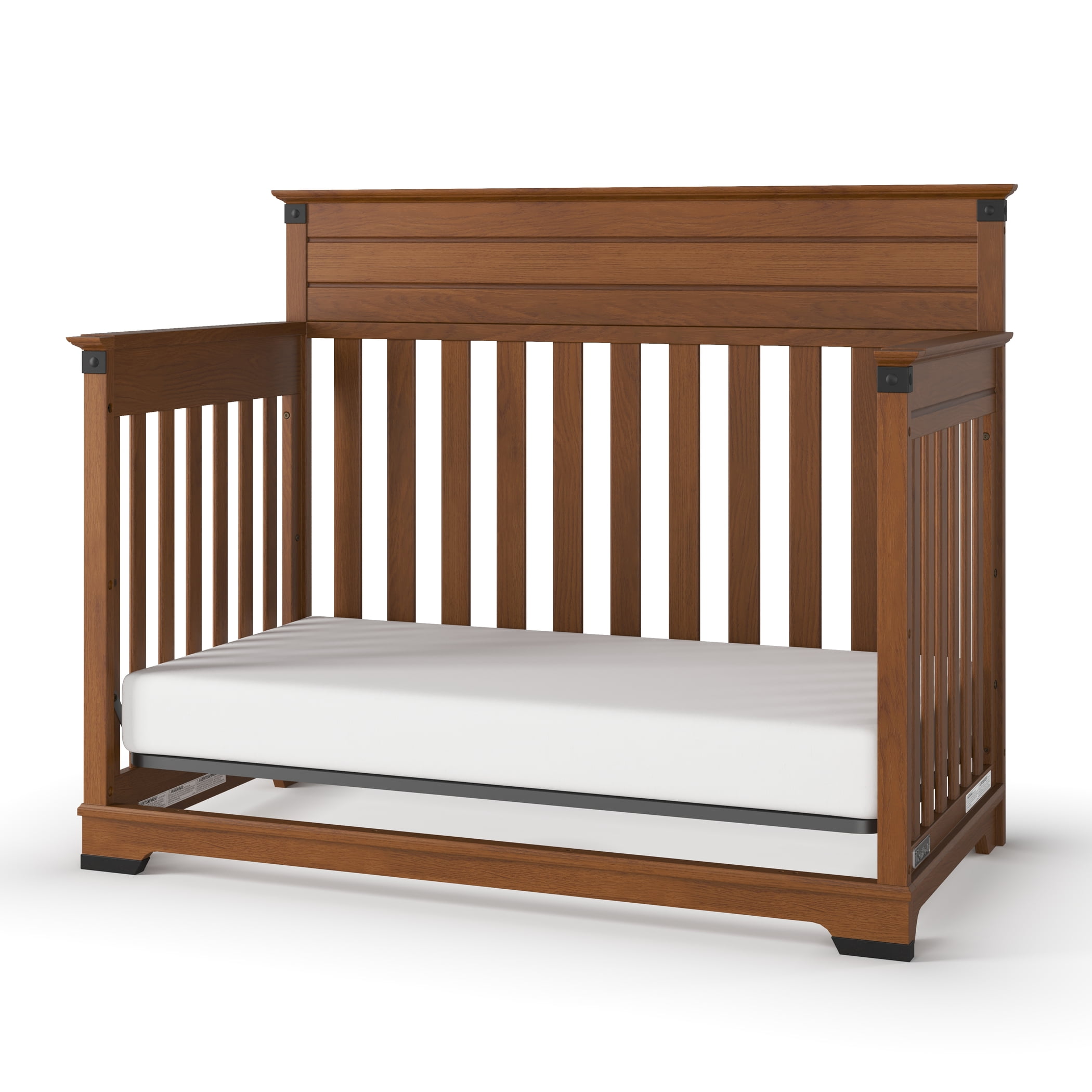 Child Craft Redmond 4-in-1 Convertible Crib, Rustic Iron Accents, 2 Mattress Heights, Coach Cherry