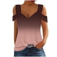 thumbnail image 2 of Teissuly Women's Gradient Off-Shoulder Short Sleeve Top T-shirt, 2 of 5