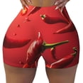 thumbnail image 2 of Susaid Floating Red Chili Peppers Print Intensify Workout Shorts for Women Seamless Scrunch Short Gym Yoga Running Sport Active Exercise Fitness Shorts-Medium, 2 of 8