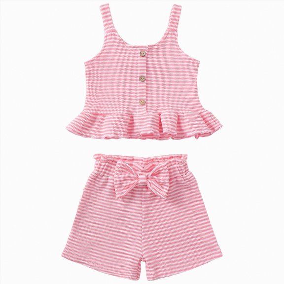 Kogui Cute Baby Girl Outfit Toddler Girls Summer Outfits Solid T-Shirt & Shorts Set for Little Girls 2 Pcs Tracksuits 3 6 9 12 18 24 Months 2T 3T 4T (Pink,18-24 Months)