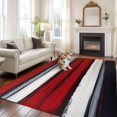thumbnail image 2 of Red And Black Strip Area&nbsp;Rug 5x7ft Classic Modern Art Non-Slip&nbsp;Washable Square&nbsp;Rugs Soft Felt Indoor Floor Mat for Bedroom Kitchen Living Room Bathroom, 2 of 9