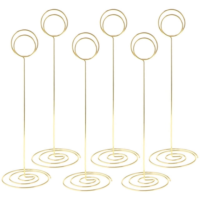 6 piezas de porta tarjetas para boda, hogar, mesa, foto, nota, número Oro