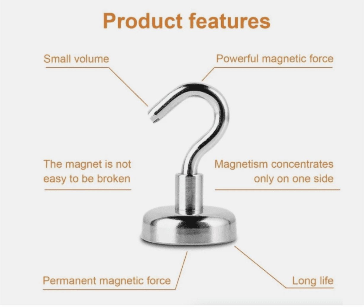 10 Pack Strong Magnetic Hook Hangers – N52 Neodymium Clamping Magnet Hooks for Home, Office, Kitchen, Garage – Heavy Duty