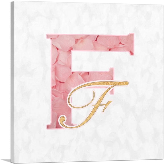 ARTCANVAS Chic Pink Gold Alphabet Letter F Canvas Art Print - Size: 26" x 26" (1.50" Deep)