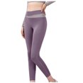 thumbnail image 2 of Tuphregyow Women High Waisted Elastic Yoga Pants Nylon Leggings Yoga Capris Scrunch Butt Slimming Soft Yoga Tights Comfy Trinity Buttery Yoga Capris Color Blocking Purple L, 2 of 4