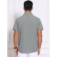 thumbnail image 3 of DARING DIVA Men's Linen Chest Pockets Short Sleeves Button Down  Shirt M Gray, 3 of 7