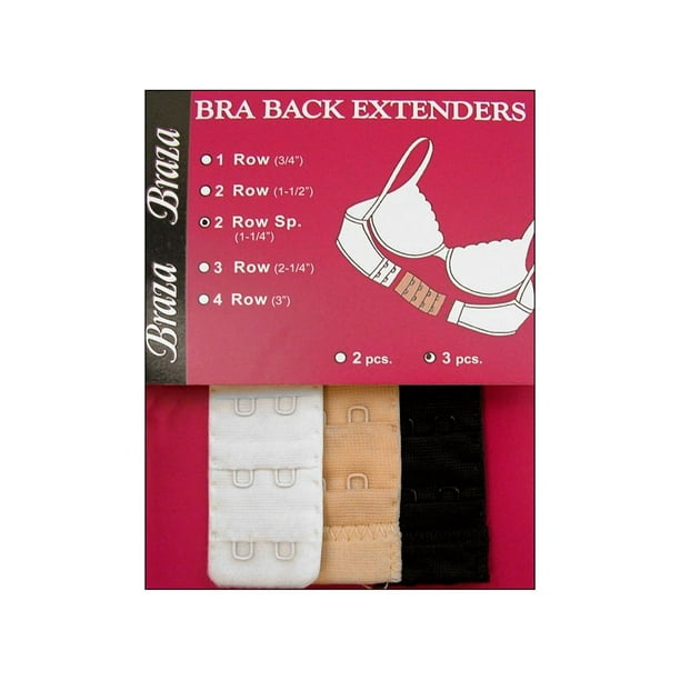 Braza Braza Bra Back Extenders 2 Hook 1.25" Assorted 3pc Walmart