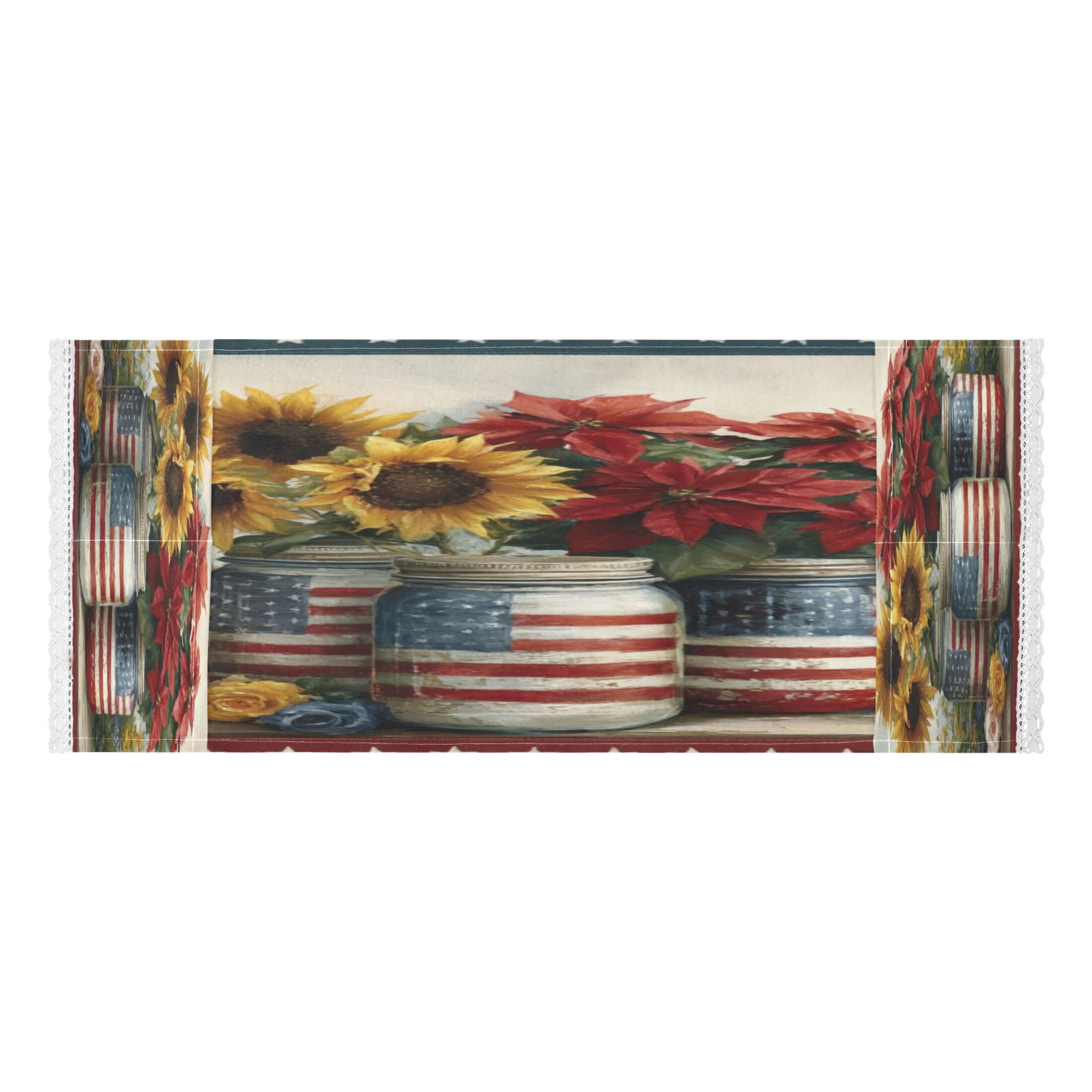 Wobogo American Patriotic Floral Washing Machine Cover Dustproof Washer Dryer Cover Waterproof Laundry Room Decorative Protector