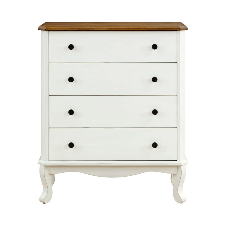 The Pioneer Woman Home Furniture 4-Drawer Dresser with Floral Metal Pulls, Solid Wood Frame, White The Pioneer Woman Home Furniture 4-Drawer Dresser with Floral Metal Pulls, Solid Wood Frame, White