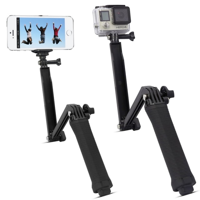 Selfie Stick Monopod con Adaptador para Cámara de Acción GoPro y Celular Techna 3-Way