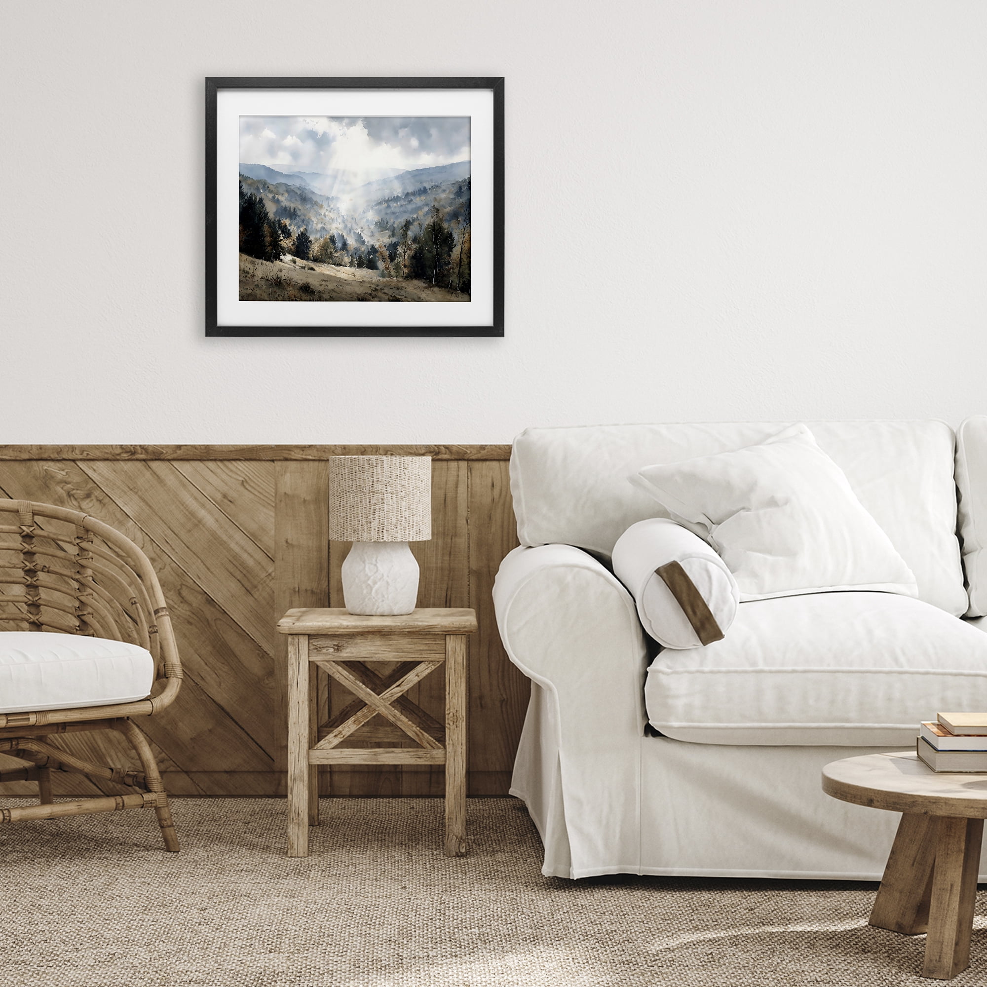 Stupell Industries Sunlit Fall Valley Beams Black Framed Print Under Glass, design by Franklyn Gregory