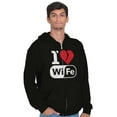 thumbnail image 4 of Love Wife Wi-Fi Funny Husband Married Zip Hoodie Sweatshirt Men Brisco Brands S, 4 of 5